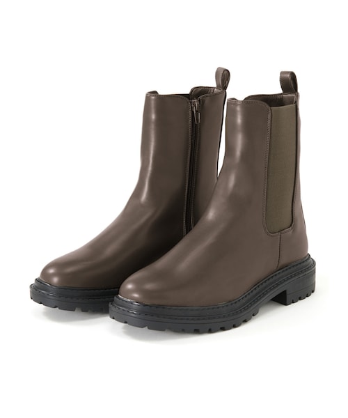 GRL（グレイル）の「サイドゴアレザーブーツ（ブーツ・レディース・ブラック/ブラウン/アイボリー・24.5）」の3枚目の写真