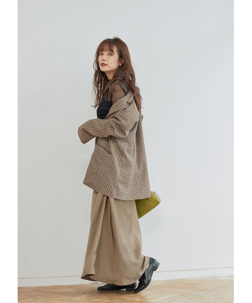 N WITH.（エヌウィズ）の「チェック柄テーラードジャケット10月中旬（テーラードジャケット・レディース・ブルー系/ブラウン系/ブラック系・FREE）」の3枚目の写真