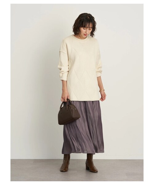 earth music&ecology(アースミュージックアンドエコロジー)の「シャイニースカート(スカート・アイボリー/ライトグレー/チャコールグレー/ライトベージュ/ミント/ラベンダー・F)」の9枚目の写真