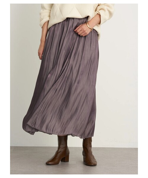 earth music&ecology(アースミュージックアンドエコロジー)の「シャイニースカート(スカート・アイボリー/ライトグレー/チャコールグレー/ライトベージュ/ミント/ラベンダー・F)」の5枚目の写真