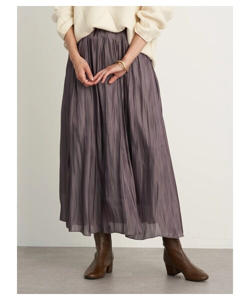 earth music&ecology(アースミュージックアンドエコロジー)の「シャイニースカート(スカート・アイボリー/ライトグレー/チャコールグレー/ライトベージュ/ミント/ラベンダー・F)」の2枚目の写真