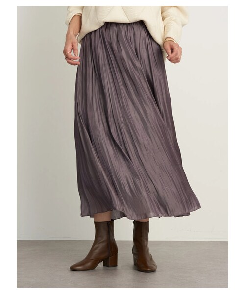 earth music&ecology(アースミュージックアンドエコロジー)の「シャイニースカート(スカート・アイボリー/ライトグレー/チャコールグレー/ライトベージュ/ミント/ラベンダー・F)」の4枚目の写真