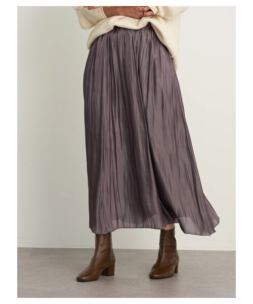 earth music&ecology(アースミュージックアンドエコロジー)の「シャイニースカート(スカート・アイボリー/ライトグレー/チャコールグレー/ライトベージュ/ミント/ラベンダー・F)」の3枚目の写真