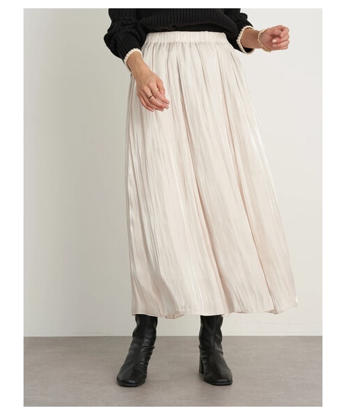 earth music&ecology(アースミュージックアンドエコロジー)の「シャイニースカート(スカート・アイボリー/ライトグレー/チャコールグレー/ライトベージュ/ミント/ラベンダー・F)」の1枚目の写真