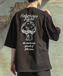 [Massnoun] バッグプリントレタリングTシャツ(black)