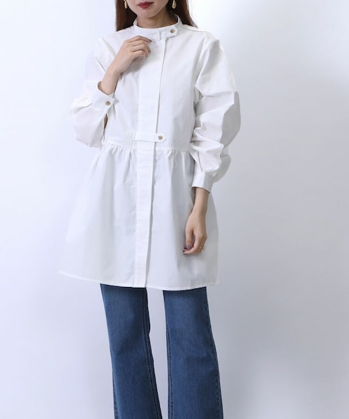 Sheson(シーズン)の「ライトアウターロングブラウス(シャツ/ブラウス・レディース・ベージュ/ブラック/ホワイト・F)」の2枚目の写真