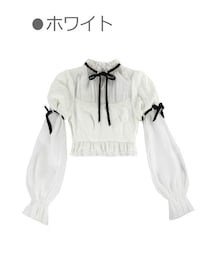 Bobon21 | ２段ボリューム袖レイヤード風ブラウス-全１色-(シャツ/ブラウス)