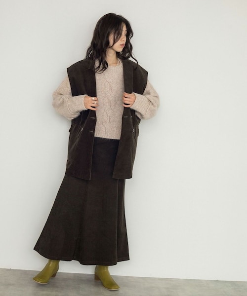 w closet（ダブルクローゼット）の「VネックW前BIGベスト（ジャケット/アウター・レディース・スミクロ/カーキ/サックス・FREE）」の18枚目の写真