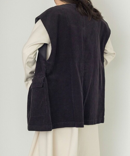 w closet（ダブルクローゼット）の「VネックW前BIGベスト（ジャケット/アウター・レディース・スミクロ/カーキ/サックス・FREE）」の13枚目の写真