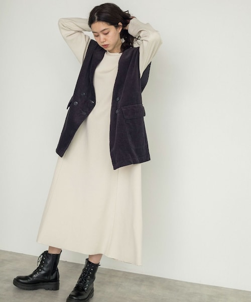 w closet（ダブルクローゼット）の「VネックW前BIGベスト（ジャケット/アウター・レディース・スミクロ/カーキ/サックス・FREE）」の17枚目の写真