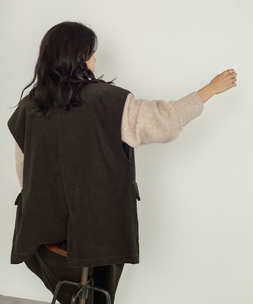 w closet（ダブルクローゼット）の「VネックW前BIGベスト（ジャケット/アウター・レディース・スミクロ/カーキ/サックス・FREE）」の20枚目の写真