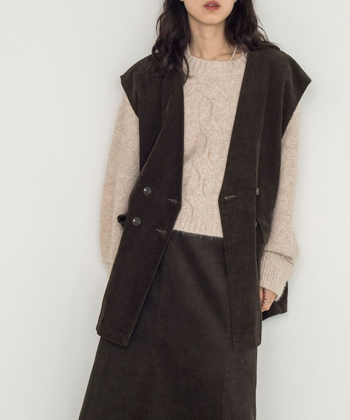 w closet（ダブルクローゼット）の「VネックW前BIGベスト（ジャケット/アウター・レディース・スミクロ/カーキ/サックス・FREE）」の3枚目の写真