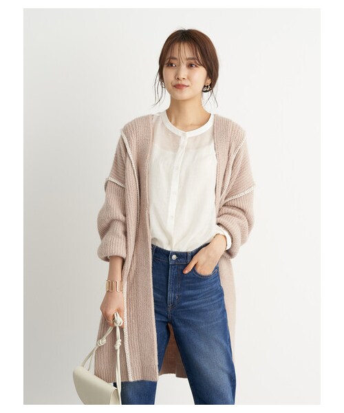 earth music&ecology（アースミュージックアンドエコロジー）の「【Special Price】【WEB限定】ハンドステッチ風ニットガウン（ジャケット/アウター・オフホワイト/ブラック/ライトベージュ/ブルー・F）」の17枚目の写真