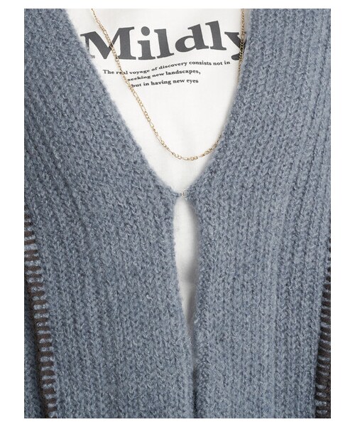 earth music&ecology（アースミュージックアンドエコロジー）の「【Special Price】【WEB限定】ハンドステッチ風ニットガウン（ジャケット/アウター・オフホワイト/ブラック/ライトベージュ/ブルー・F）」の7枚目の写真