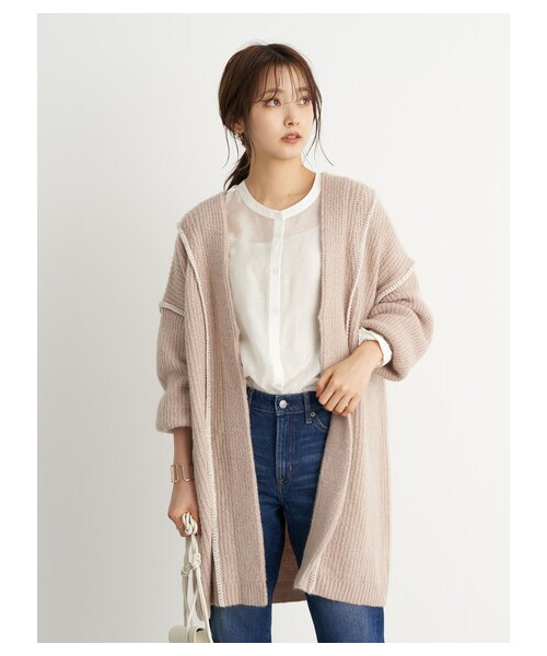 earth music&ecology（アースミュージックアンドエコロジー）の「【Special Price】【WEB限定】ハンドステッチ風ニットガウン（ジャケット/アウター・オフホワイト/ブラック/ライトベージュ/ブルー・F）」の19枚目の写真