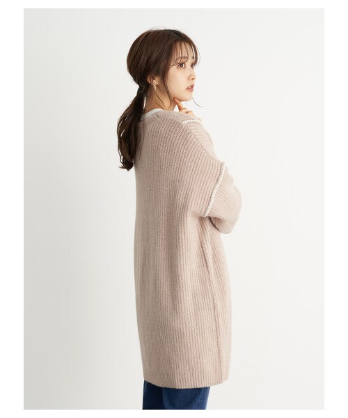 earth music&ecology（アースミュージックアンドエコロジー）の「【Special Price】【WEB限定】ハンドステッチ風ニットガウン（ジャケット/アウター・オフホワイト/ブラック/ライトベージュ/ブルー・F）」の22枚目の写真