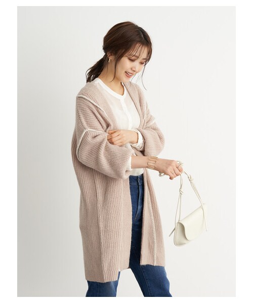 earth music&ecology（アースミュージックアンドエコロジー）の「【Special Price】【WEB限定】ハンドステッチ風ニットガウン（ジャケット/アウター・オフホワイト/ブラック/ライトベージュ/ブルー・F）」の20枚目の写真