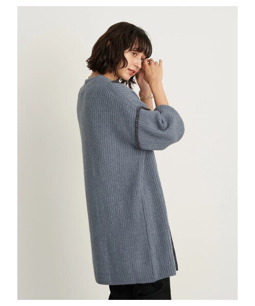 earth music&ecology（アースミュージックアンドエコロジー）の「【Special Price】【WEB限定】ハンドステッチ風ニットガウン（ジャケット/アウター・オフホワイト/ブラック/ライトベージュ/ブルー・F）」の11枚目の写真