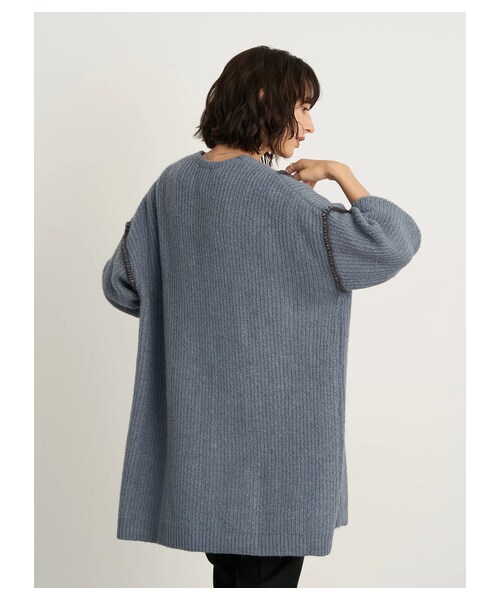 earth music&ecology（アースミュージックアンドエコロジー）の「【Special Price】【WEB限定】ハンドステッチ風ニットガウン（ジャケット/アウター・オフホワイト/ブラック/ライトベージュ/ブルー・F）」の12枚目の写真