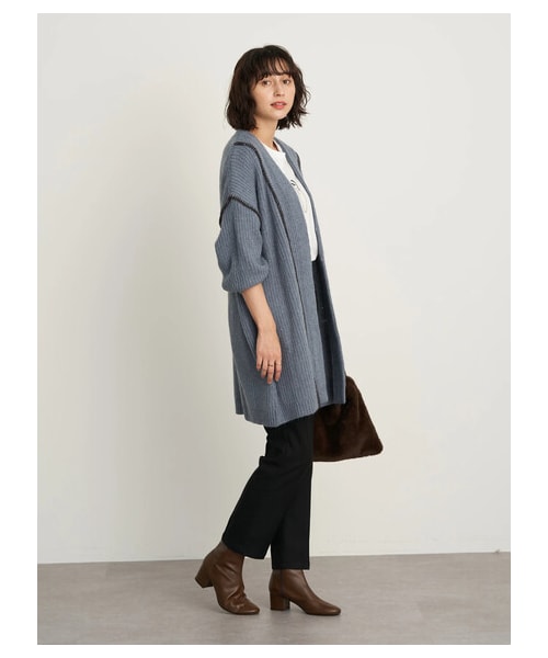 earth music&ecology（アースミュージックアンドエコロジー）の「【Special Price】【WEB限定】ハンドステッチ風ニットガウン（ジャケット/アウター・オフホワイト/ブラック/ライトベージュ/ブルー・F）」の15枚目の写真