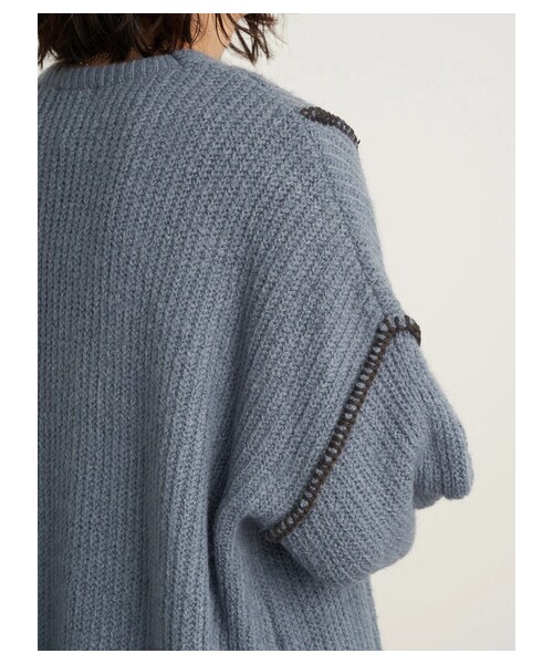 earth music&ecology（アースミュージックアンドエコロジー）の「【Special Price】【WEB限定】ハンドステッチ風ニットガウン（ジャケット/アウター・オフホワイト/ブラック/ライトベージュ/ブルー・F）」の6枚目の写真