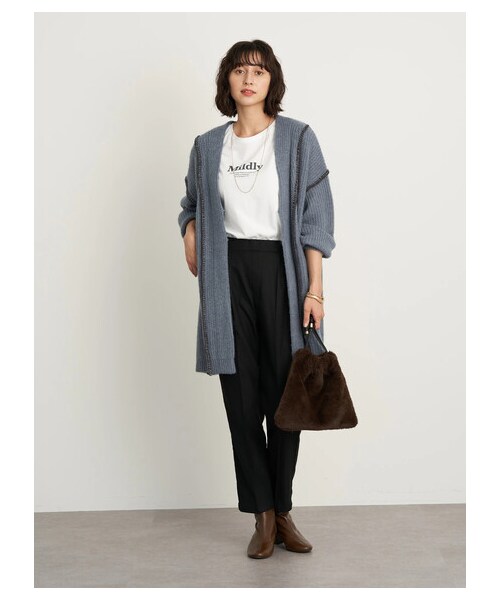 earth music&ecology（アースミュージックアンドエコロジー）の「【Special Price】【WEB限定】ハンドステッチ風ニットガウン（ジャケット/アウター・オフホワイト/ブラック/ライトベージュ/ブルー・F）」の13枚目の写真