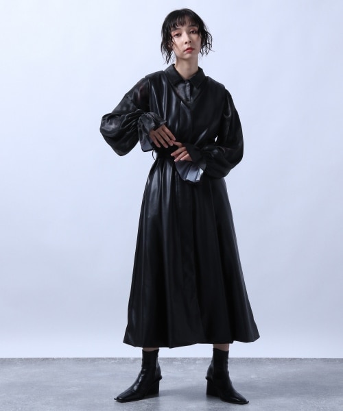 【新品レベル】HARE ハレ 切り替え ワンピース コート仕立て 黒 新品レベル】HARE ハレ 切り替え ワンピース コート仕立て 黒