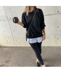 copine | シャツレイヤード風！バックスリットトップス(2color)(スウェット)