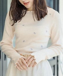 OLIVE des OLIVE | お花刺繍リブニット(ニット/セーター)