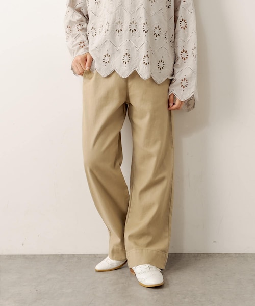 PUAL CE CIN（ピュアルセシン）の「綿麻ストレッチワイドパンツ（その他パンツ・レディース・アイボリー/ベージュ/グレー/ブラック・FREE）」の3枚目の写真