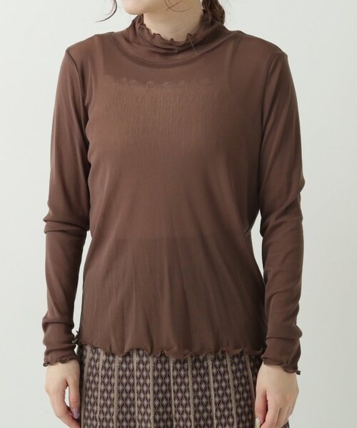 RAY CASSIN（レイカズン）の「メッシュシアータートルプルオーバー（トップス・レディース・ブルー/ブラウン/生成・FREE）」の9枚目の写真