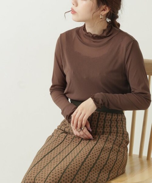 RAY CASSIN（レイカズン）の「メッシュシアータートルプルオーバー（トップス・レディース・ブルー/ブラウン/生成・FREE）」の7枚目の写真