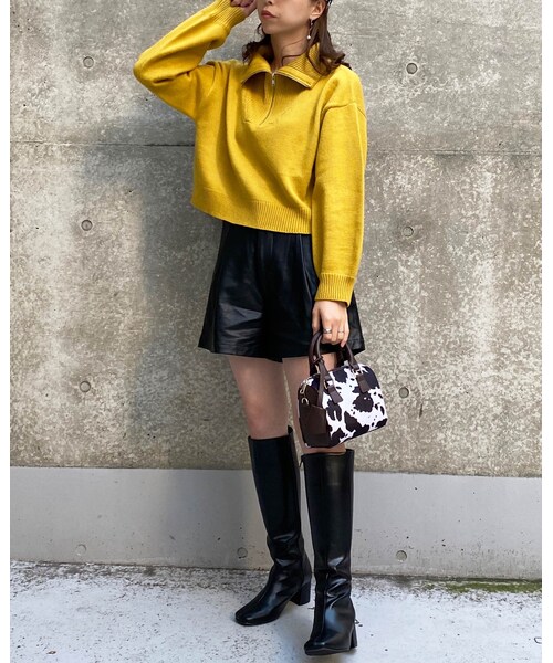 INGNI(イング)の「フェイクレザーキュロット/パンツ(パンツ・レディース・アイボリー/クロ/ブラウン・F)」の8枚目の写真