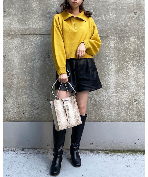 INGNI(イング)の「フェイクレザーキュロット/パンツ(パンツ・レディース・アイボリー/クロ/ブラウン・F)」の9枚目の写真