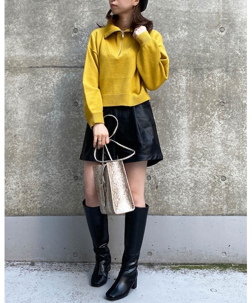 INGNI(イング)の「フェイクレザーキュロット/パンツ(パンツ・レディース・アイボリー/クロ/ブラウン・F)」の10枚目の写真