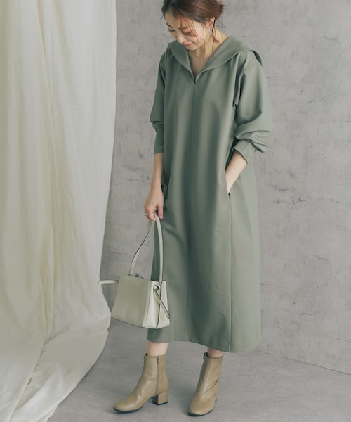 美品⁂センソユニコ⁂ロングワンピース バンドカラー 前開 羽織 バルーン  