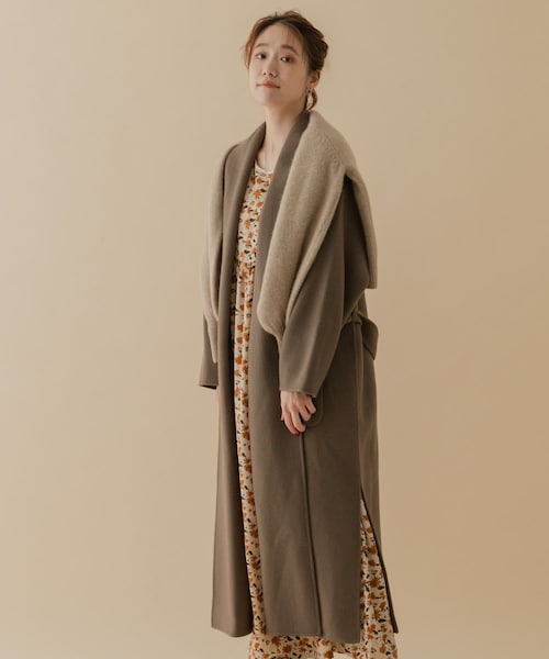 F by ROSSO（エフバイロッソ）の「F by ROSSO リバーロングオーバーコート（その他・レディース・OLIVE/OFF WHITE/MOCHA/NAVY・36/38）」の7枚目の写真