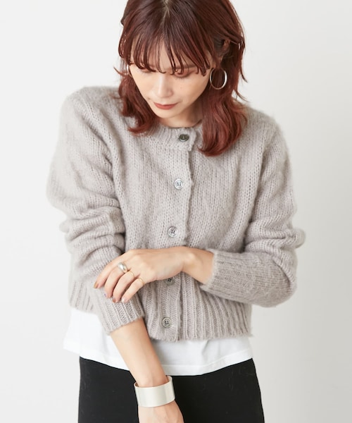 モヘアショートカーディガン