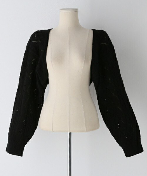DHOLIC（ディーホリック）の「パンチングボレロカーディガン・全3色（カーディガン/ボレロ・レディース・ブルー/ベージュ/ブラック・ONESIZE）」の2枚目の写真