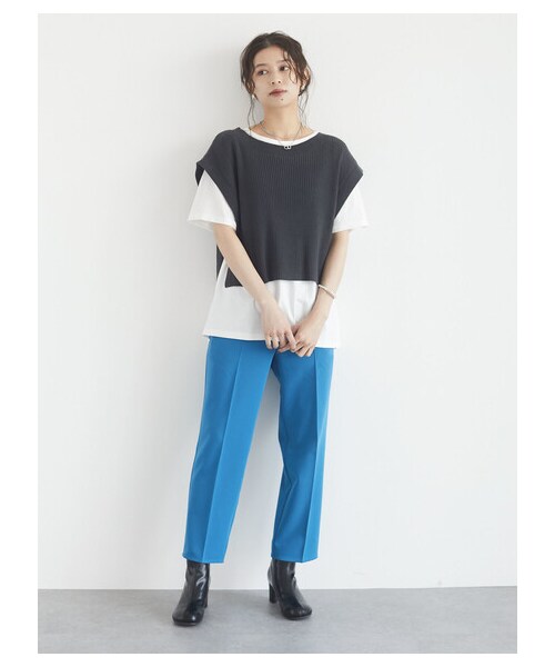 Green　Parks（グリーンパークス）の「きれいシルエットアンクルパンツ（パンツ・ブラック/ブルー/ネイビー/エクリュ・S/M/L）」の4枚目の写真