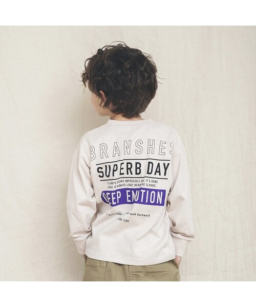 BRANSHES（ブランシェス）の「グラフィック長袖Tシャツ（Tシャツ/カットソー・キッズ・オフホワイト/アイボリー/ピンクベージュ/ブルーグレー/チャコールグレー/ブラック・100cm～150cm）」の6枚目の写真