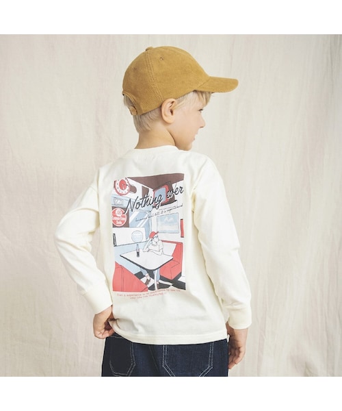 BRANSHES（ブランシェス）の「グラフィック長袖Tシャツ（Tシャツ/カットソー・キッズ・オフホワイト/アイボリー/ピンクベージュ/ブルーグレー/チャコールグレー/ブラック・100cm～150cm）」の2枚目の写真