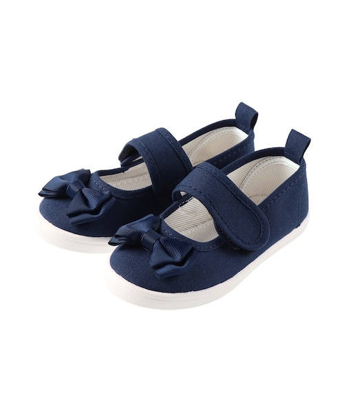 BRANSHES(ブランシェス)の「リボンスニーカー(ドレスシューズ・キッズ・ネイビーブルー/ピンク・14cm~19cm)」の1枚目の写真