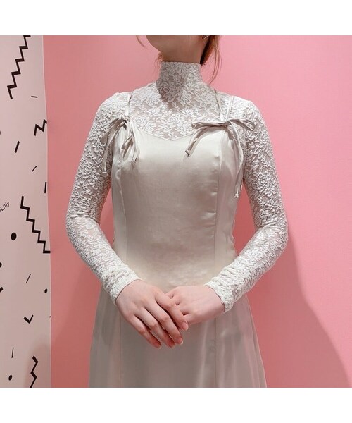 lilLilly（リルリリー）の「【再入荷】レースハイネックトップス（トップス・レディース・WHITE/PINK/BLACK）」の16枚目の写真
