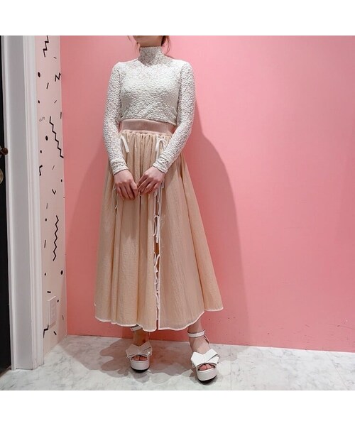 lilLilly（リルリリー）の「【再入荷】レースハイネックトップス（トップス・レディース・WHITE/PINK/BLACK）」の13枚目の写真
