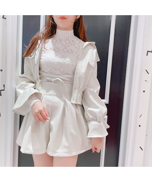 lilLilly（リルリリー）の「【再入荷】レースハイネックトップス（トップス・レディース・WHITE/PINK/BLACK）」の2枚目の写真