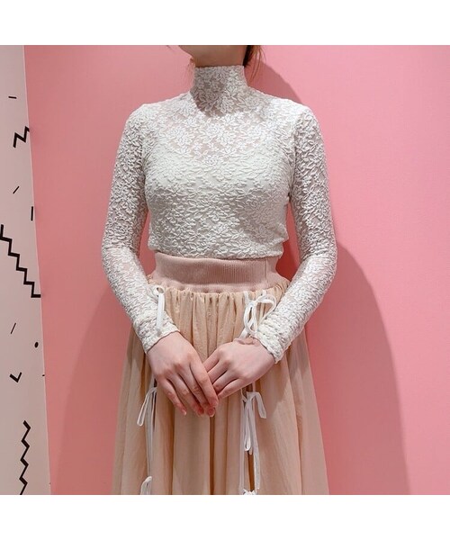 lilLilly（リルリリー）の「【再入荷】レースハイネックトップス（トップス・レディース・WHITE/PINK/BLACK）」の15枚目の写真