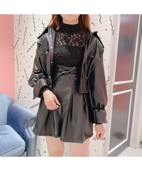 lilLilly（リルリリー）の「【再入荷】レースハイネックトップス（トップス・レディース・WHITE/PINK/BLACK）」の3枚目の写真