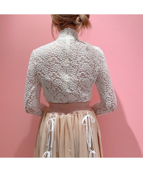 lilLilly（リルリリー）の「【再入荷】レースハイネックトップス（トップス・レディース・WHITE/PINK/BLACK）」の14枚目の写真