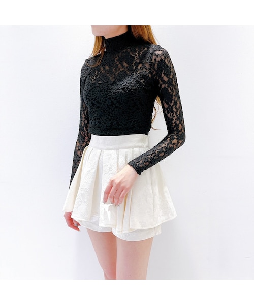 lilLilly（リルリリー）の「【再入荷】レースハイネックトップス（トップス・レディース・WHITE/PINK/BLACK）」の7枚目の写真